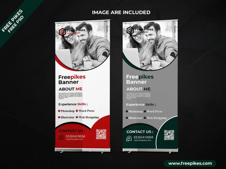 Free Pikes Roll Up banner Design PSD Free