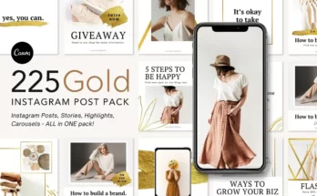 Gold Instagram Post Pack Canva