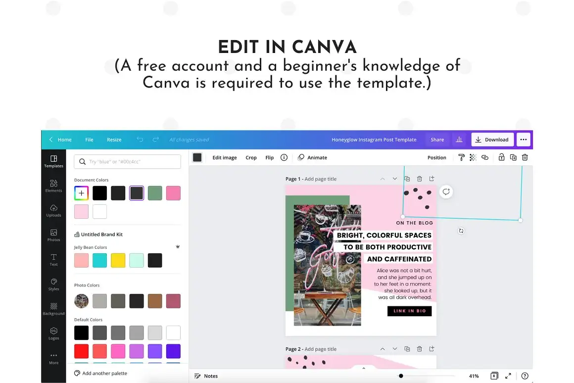 Instagram Template Pink Canva Pack 4