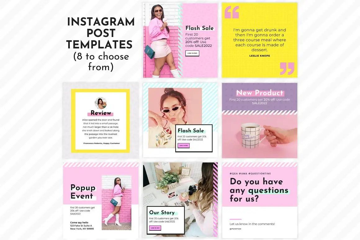 Instagram Template Pink Canva Set 2