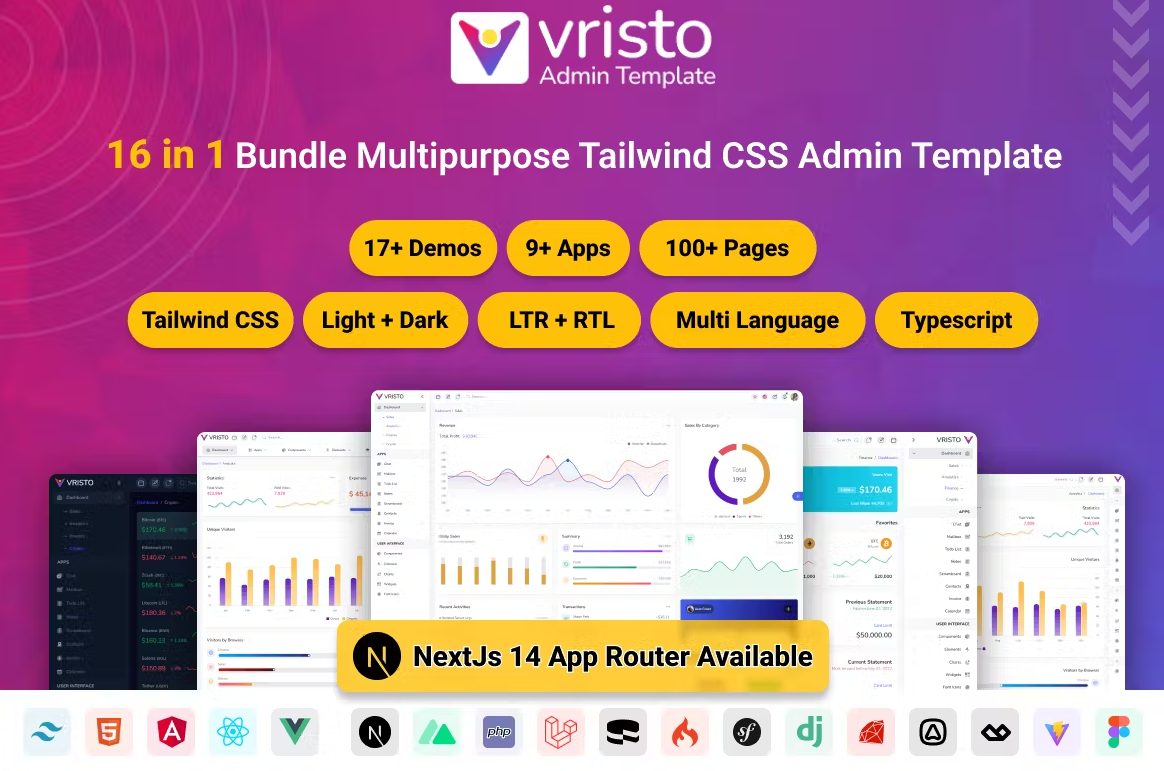 Free Vristo – Tailwind Admin Template Download