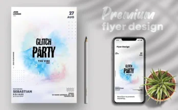 Glitch Party Flyer PSD