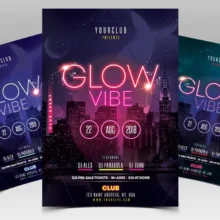 Glow Vibe Party Flyer Design PSD Free Download Glow Vibe Party Flyer Design