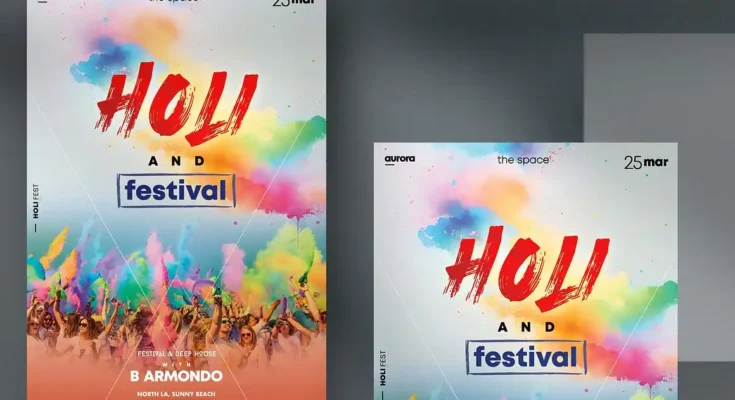 Holi Festival Flyer PSD