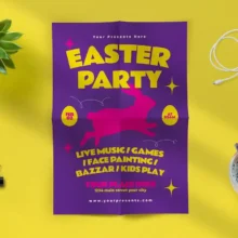Purple Easter Party Flyer PSD Free Download Purple Easter Party Flyer