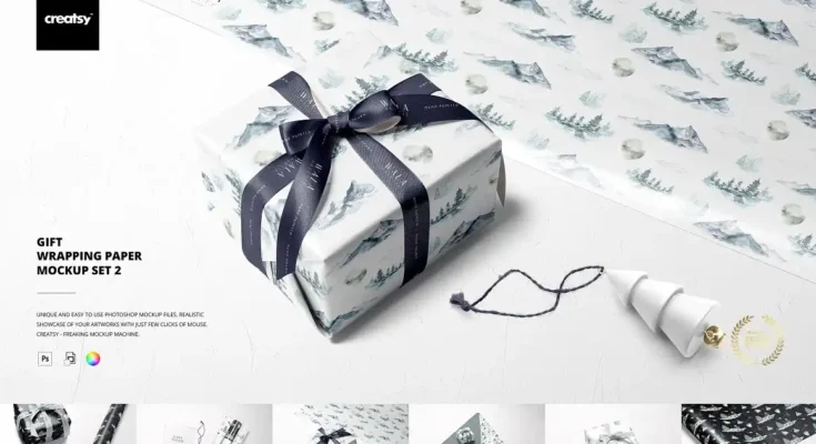 Gift Wrapping Paper Mockup Set