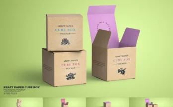 Kraft Paper Cube Box Mockup