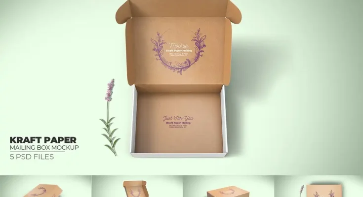 Kraft Paper Mailing Box Mockup