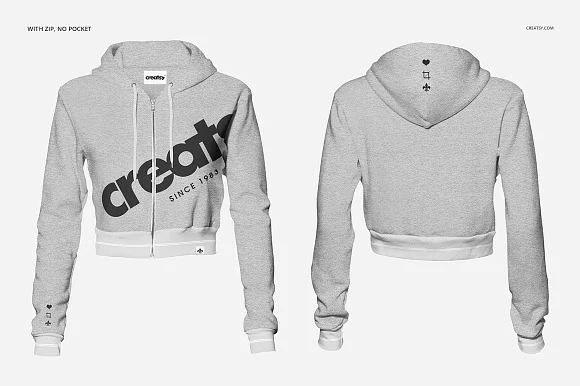 2 Cropped Hoodie Mockup PSD