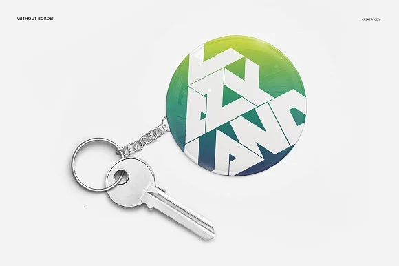 2 Round Key Chain Mockup PSD