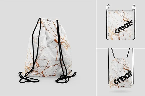 3 Drawstring Bag Mockup PSD