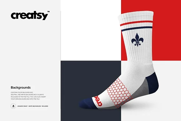 4 Athletic Socks Types Mockup PSD