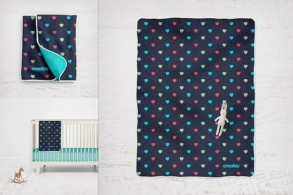 4 Baby Fleece Blanket Mockup PSD