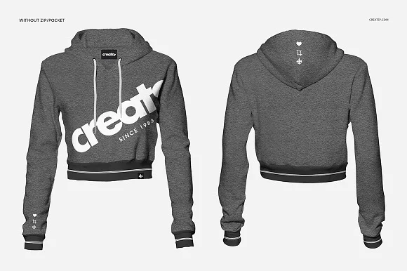 4 Cropped Hoodie Mockup PSD