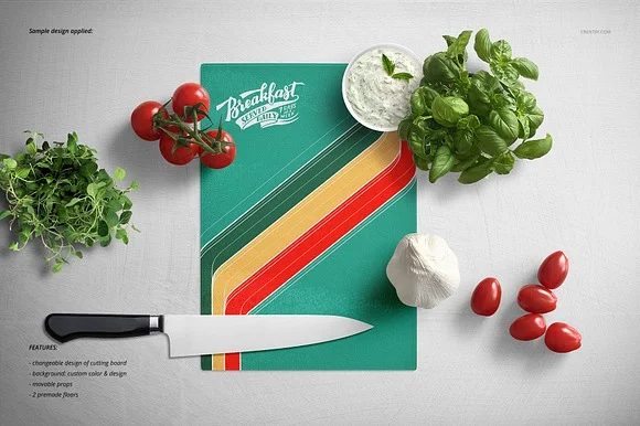 4 Glass Cutting Board Mockup PSD