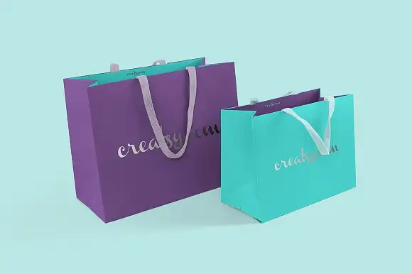 4 Landscape Paper Bag Mockup PSD