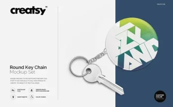 Round Key Chain Mockup PSD