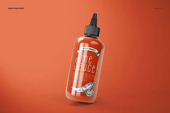 4 Sauce Bottle Mockup PSD