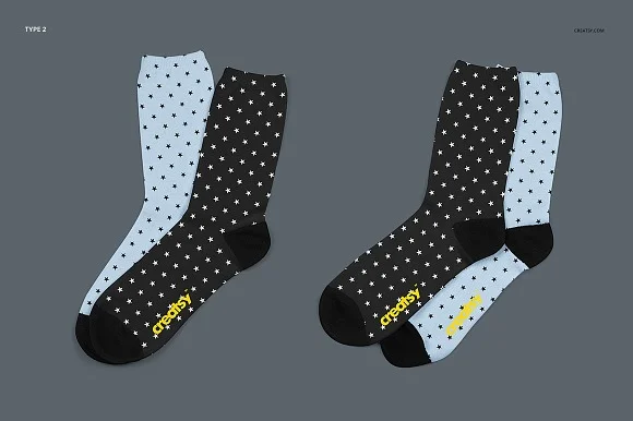 4 Sublimation Socks Mockup PSD