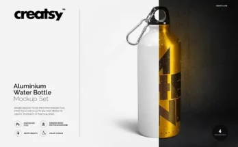 Aluminium Water Bottle Mockup Set