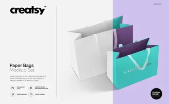 Landscape Paper Bag Mockup PSD