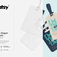 Luggage Diaper Tag Mockup PSD