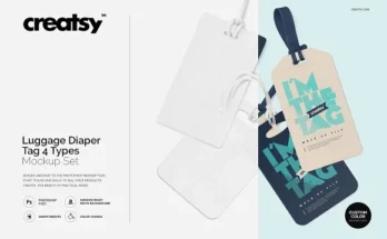 Luggage Diaper Tag Mockup PSD