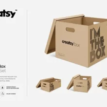 Moving Box Mockup PSD Template