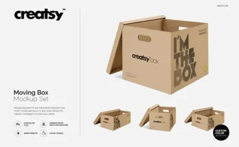 Moving Box Mockup PSD Template