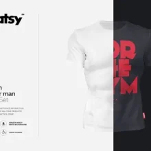 T-shirt on Muscular Man Mockup Set