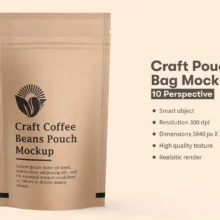 Craft Paper Coffee Pouch Bag Mockup