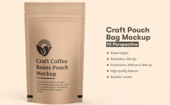 Craft Paper Coffee Pouch Bag Mockup