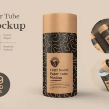 Craft Paper Tube Mockup PSD