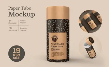 Craft Paper Tube Mockup PSD