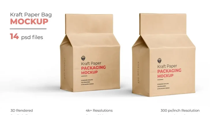 Kraft Paper Packaging Bag Mockup