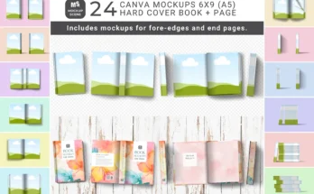 Book Mockup Kit for Canva Hard Cover