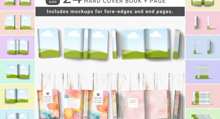 Book Mockup Kit for Canva Hard Cover
