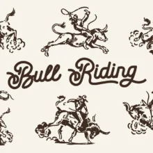 Bull Riding - Western Illustration