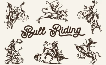 Bull Riding - Western Illustration