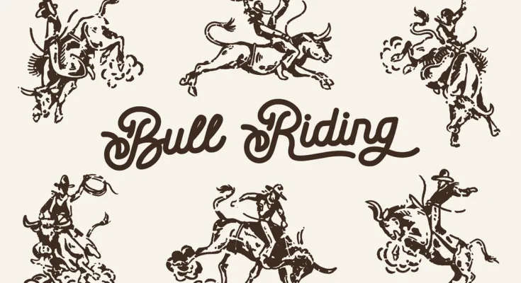 Bull Riding - Western Illustration