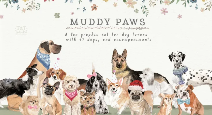 Muddy Paws Dog Clipart