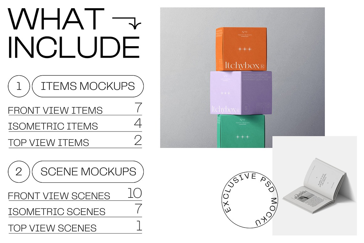 Itchy Box&Candle mockups